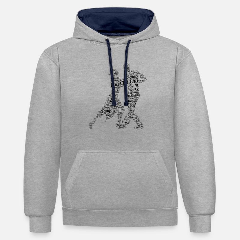 Couple de danse sombre - Sweat à capuche contrasté - gris chiné/bleu marine