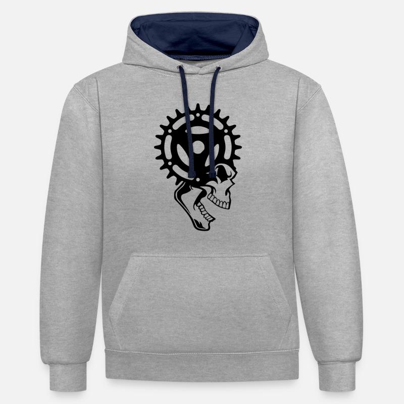 Crâne vélo VTT VTT - Sweat à capuche contrasté - gris chiné/bleu marine