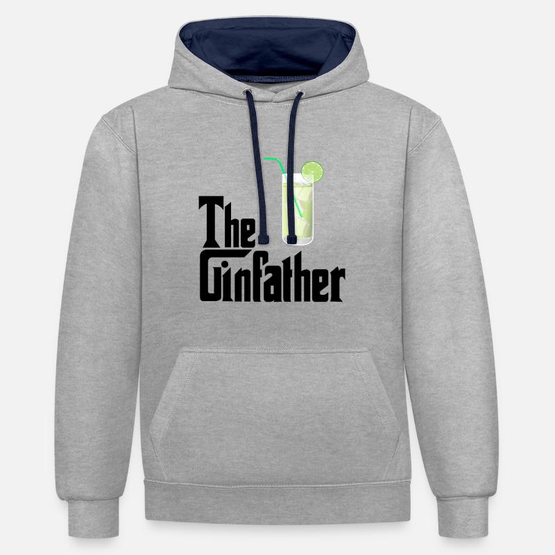 Le Ginfather Gin and Tonic - Sweat à capuche contrasté - gris chiné/bleu marine