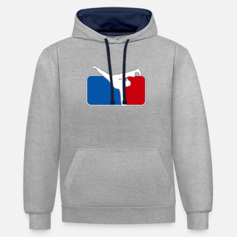 break dance - Sweat à capuche contrasté - gris chiné/bleu marine