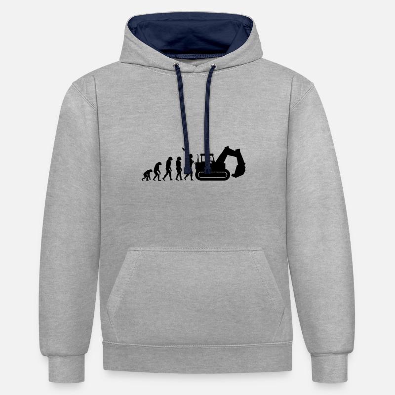 Excavator operator Evolution - Contrast hoodie - heather grey/navy