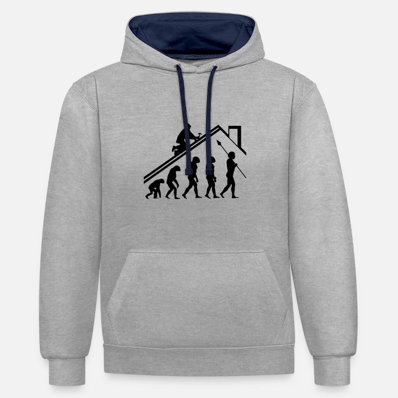 Roofer evolution gift - Contrast hoodie - heather grey/navy