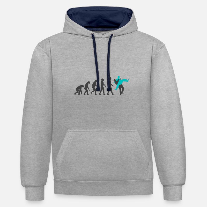 Evolution du judo - Sweat à capuche contrasté - gris chiné/bleu marine