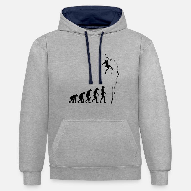 Evolution de l'escalade - Sweat à capuche contrasté - gris chiné/bleu marine