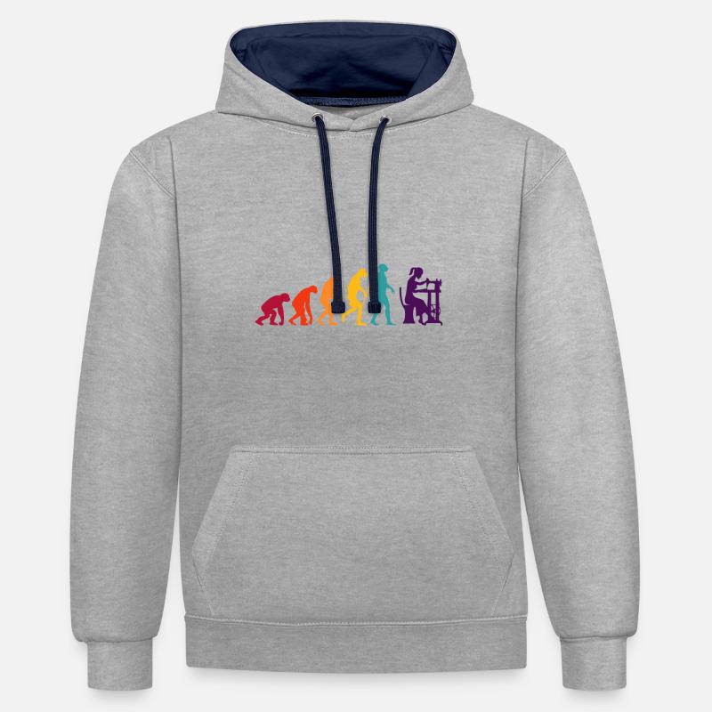 Evolution de la couture - Sweat à capuche contrasté - gris chiné/bleu marine