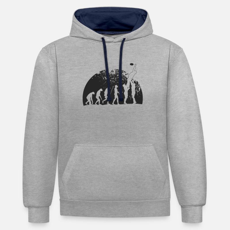 Evolution du rugby - Sweat à capuche contrasté - gris chiné/bleu marine
