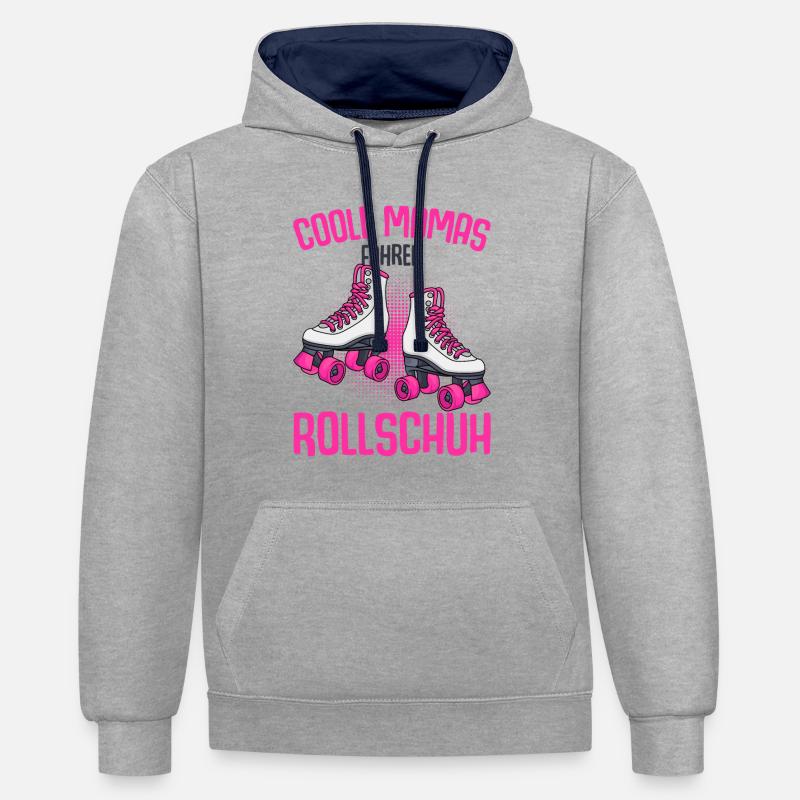 Patins à roulettes - Sweat à capuche contrasté - gris chiné/bleu marine