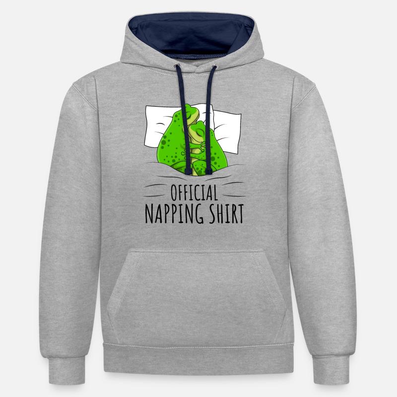 Grenouille - Sweat à capuche contrasté - gris chiné/bleu marine