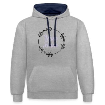 Team bride - Sweat à capuche contrasté - gris chiné/bleu marine - Devant - Liana (172cm) & Jaron (178cm)