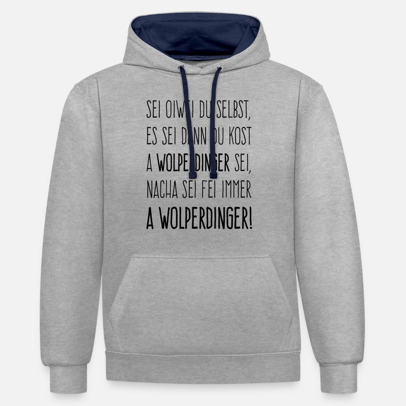 Sei ein Wolperdinger - Kontrast-Hoodie - Grau meliert/Navy