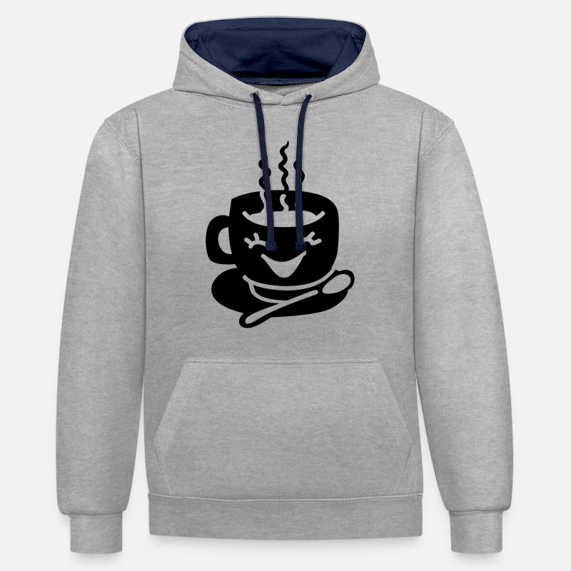 Tasse à café amour - Sweat à capuche contrasté - gris chiné/bleu marine