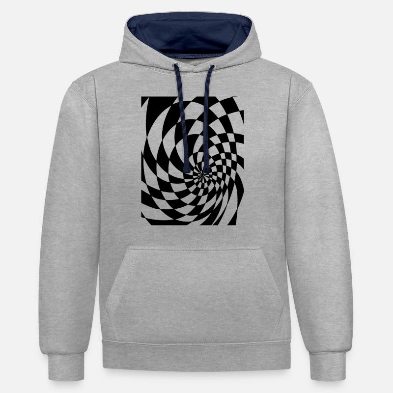 Formes psychédéliques - Sweat à capuche contrasté - gris chiné/bleu marine