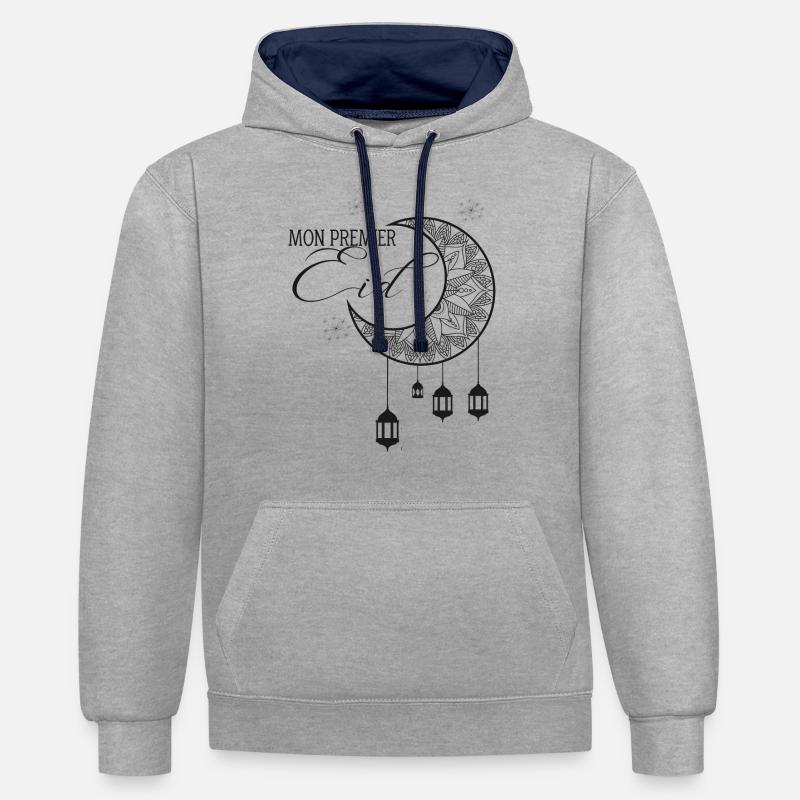 mon premier Eid - Sweat à capuche contrasté - gris chiné/bleu marine