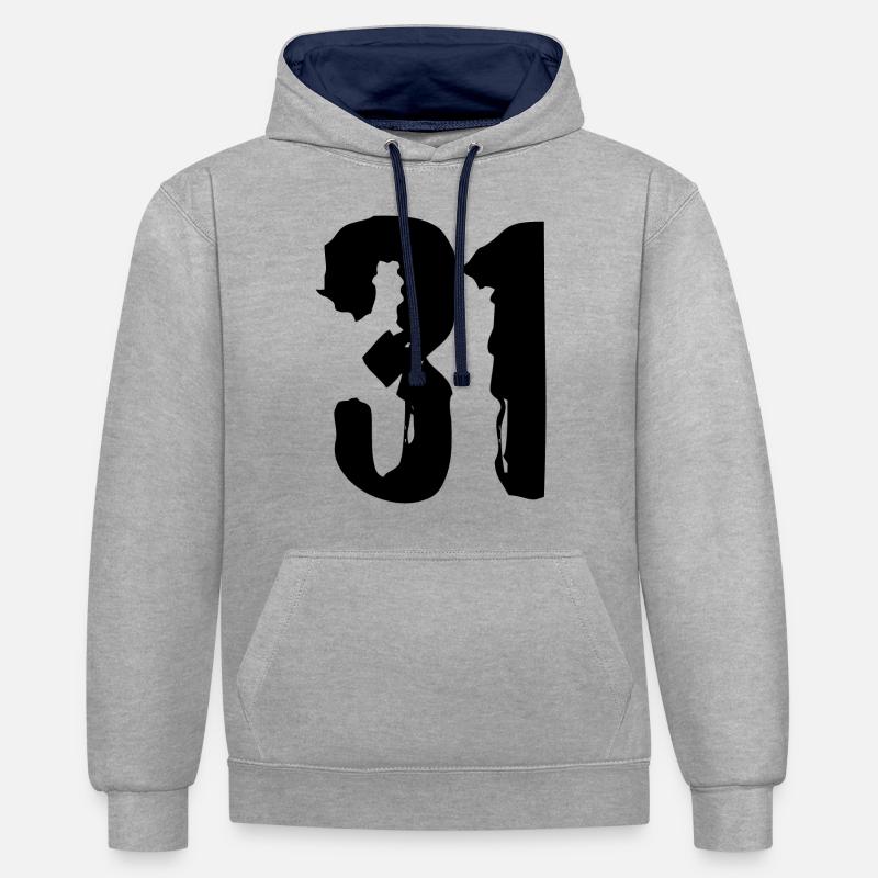Maillot à 31 chiffres - Sweat à capuche contrasté - gris chiné/bleu marine