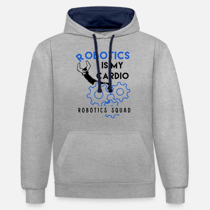 Robotik als Cardio Mechanic Engineering - Kontrast-Hoodie - Grau meliert/Navy