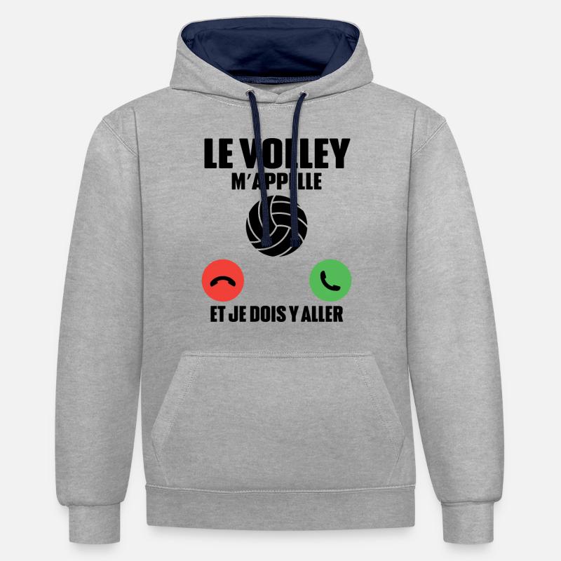 Le Volley m'appelle - Sweat à capuche contrasté - gris chiné/bleu marine