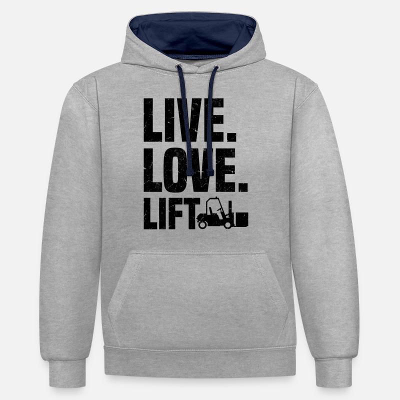Gabelstaplerfahrer | Gabelstapler Beruf Geschenke - Kontrast-Hoodie - Grau meliert/Navy