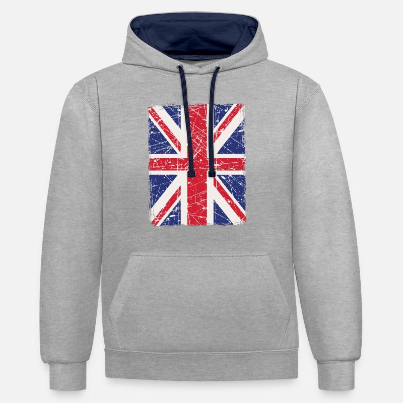 Union Jack - Contrast hoodie - heather grey/navy