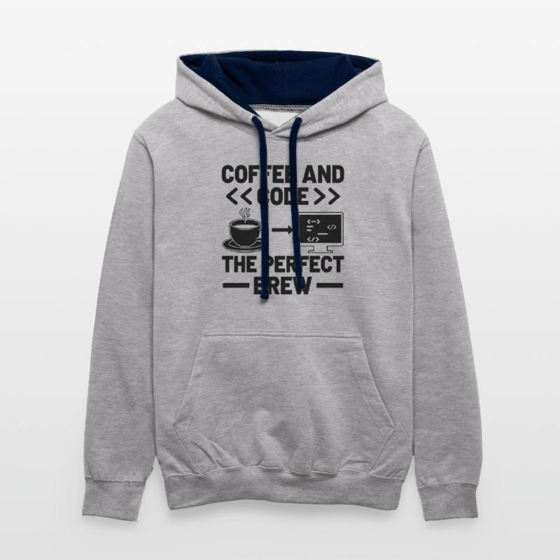 Kaffee-Codierung Programmierer Programmierer Entwickler Nerd Coff Kontrast-Hoodie
