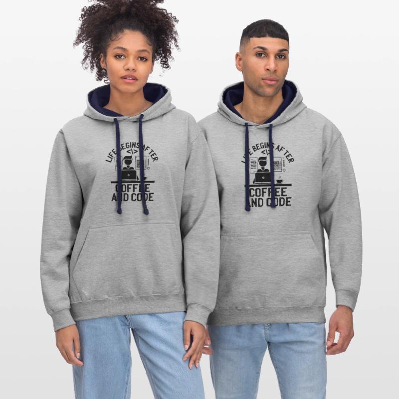 Kaffee-Codierung Programmierer Programmierer Entwickler Nerd Coff Kontrast-Hoodie