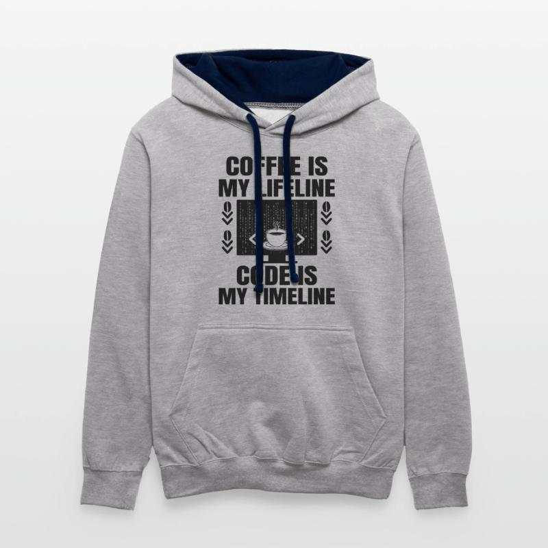 Kaffee-Codierung Programmierer Programmierer Entwickler Nerd Coff Kontrast-Hoodie