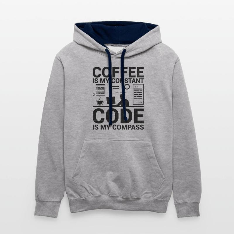 Kaffee-Codierung Programmierer Programmierer Entwickler Nerd Coff Kontrast-Hoodie