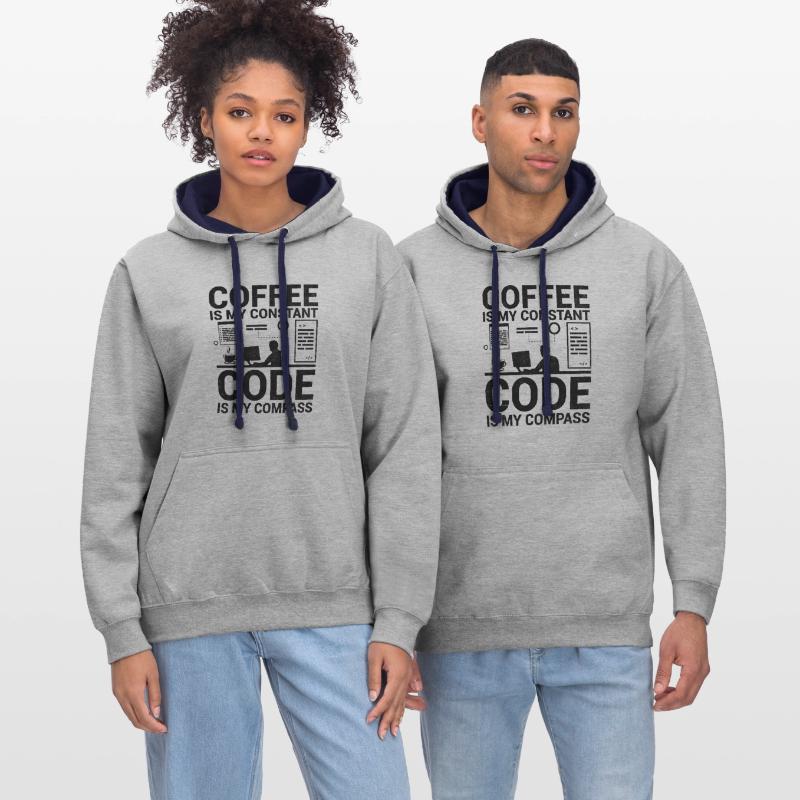 Café Codage Programmeur Codeur Développeur Nerd Coff Sweat à capuche contrasté