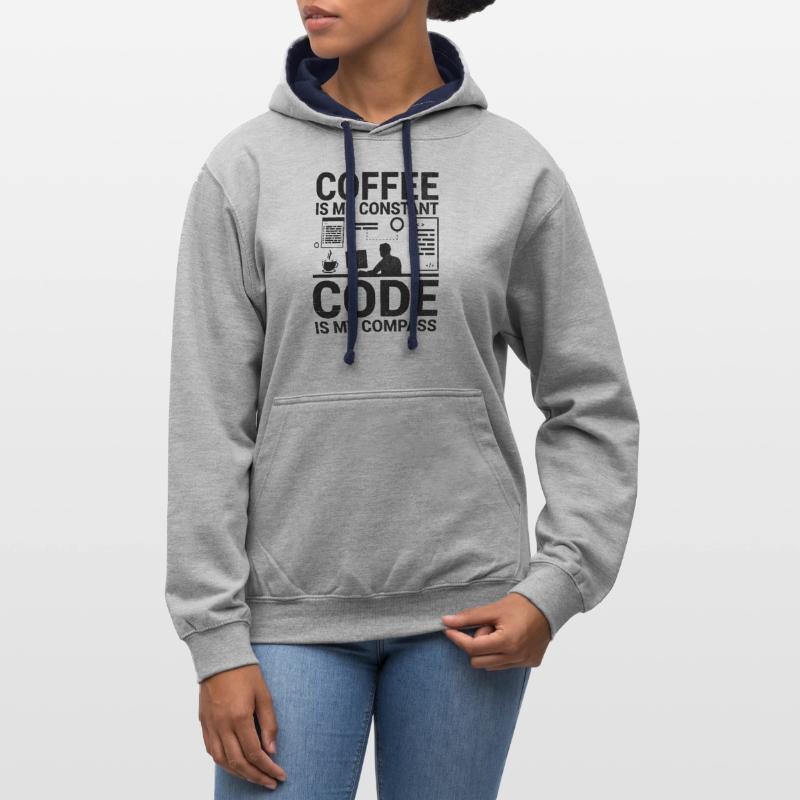 Kaffee-Codierung Programmierer Programmierer Entwickler Nerd Coff Kontrast-Hoodie