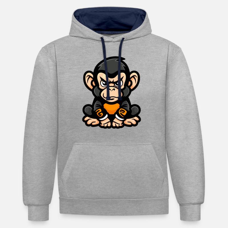 Monkey Comic - Contrast hoodie - heather grey/navy