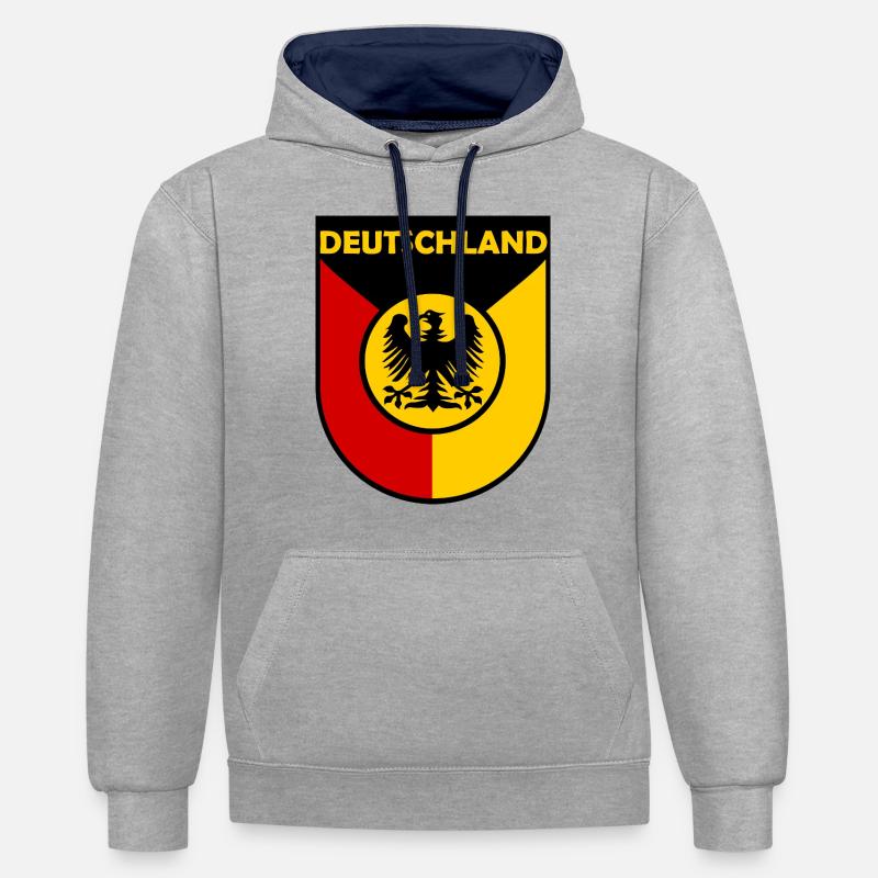 Les couleurs d’Allemagne - Sweat à capuche contrasté - gris chiné/bleu marine