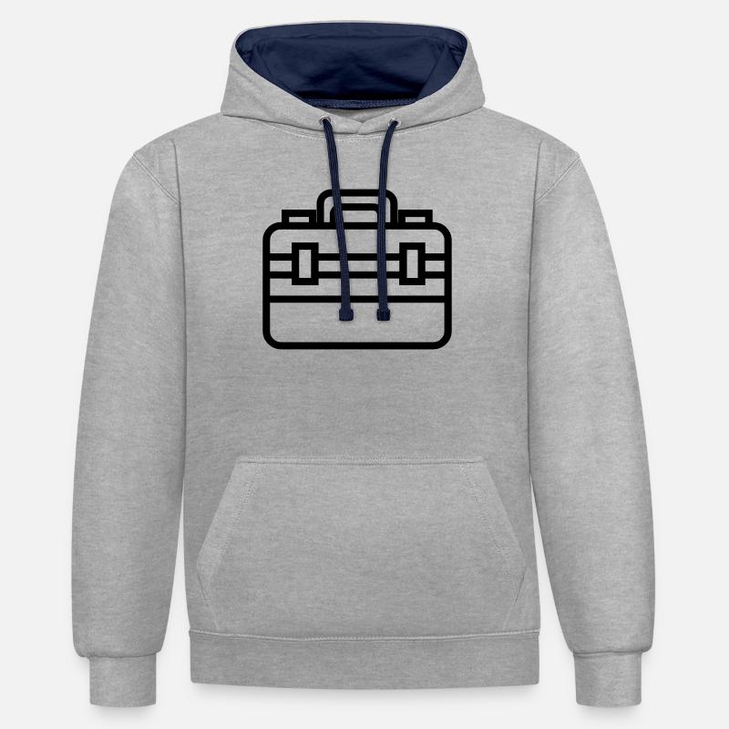 boîte à outils - Sweat à capuche contrasté - gris chiné/bleu marine
