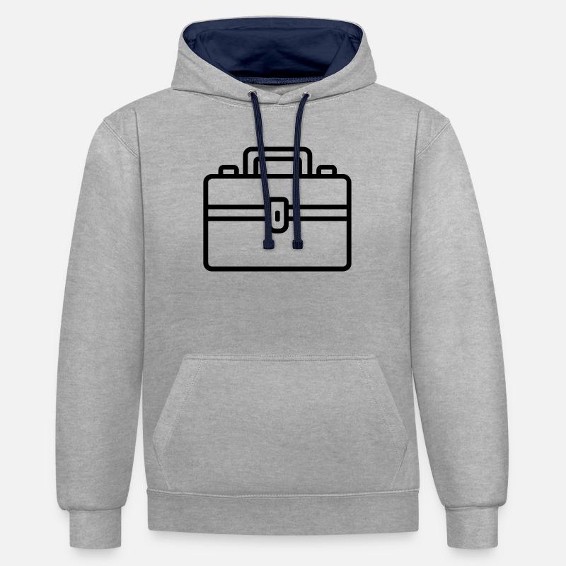 boîte à outils - Sweat à capuche contrasté - gris chiné/bleu marine
