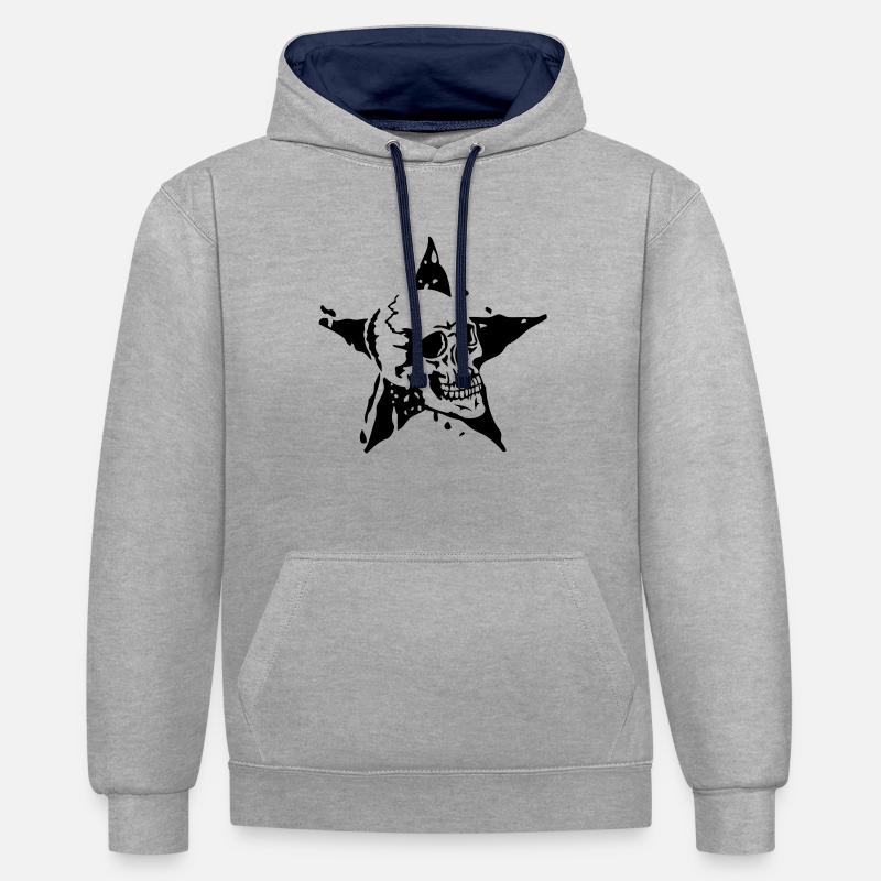 Todesstern Todes Kopf etoile5 - Kontrast-Hoodie - Grau meliert/Navy