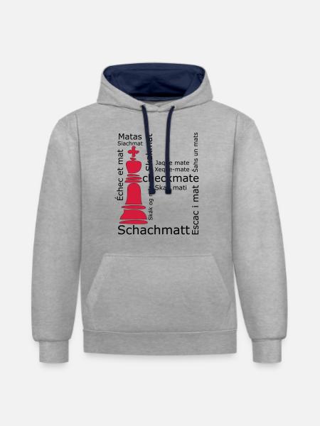 Schachmatt - Kontrast-Hoodie - Grau meliert/Navy