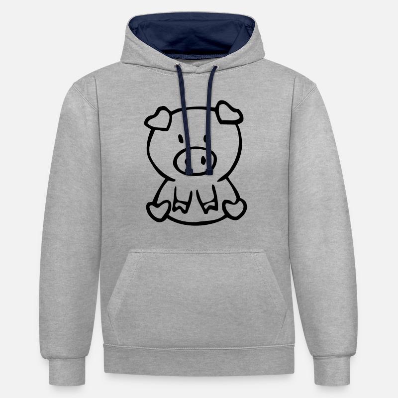 oink - Sweat à capuche contrasté - gris chiné/bleu marine