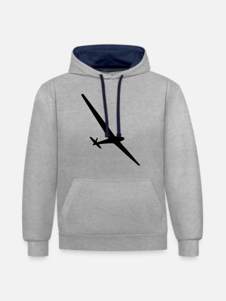 Planeur - Sweat à capuche contrasté - gris chiné/bleu marine