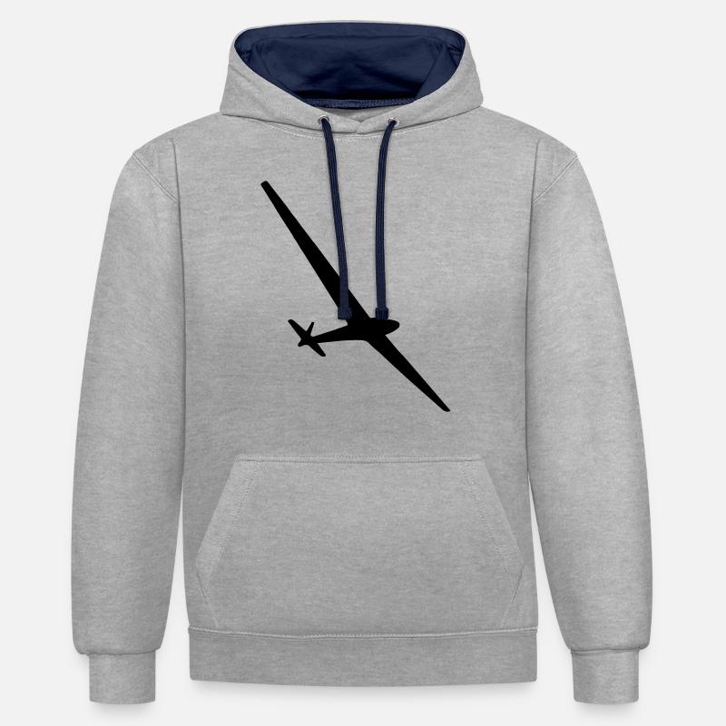 Planeur - Sweat à capuche contrasté - gris chiné/bleu marine