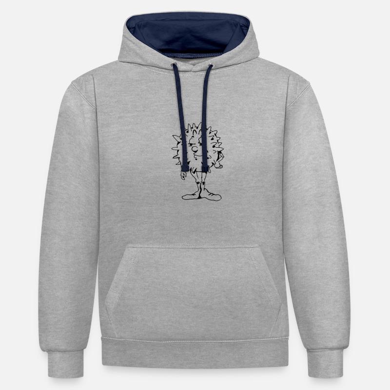 Globule blanc - Sweat à capuche contrasté - gris chiné/bleu marine