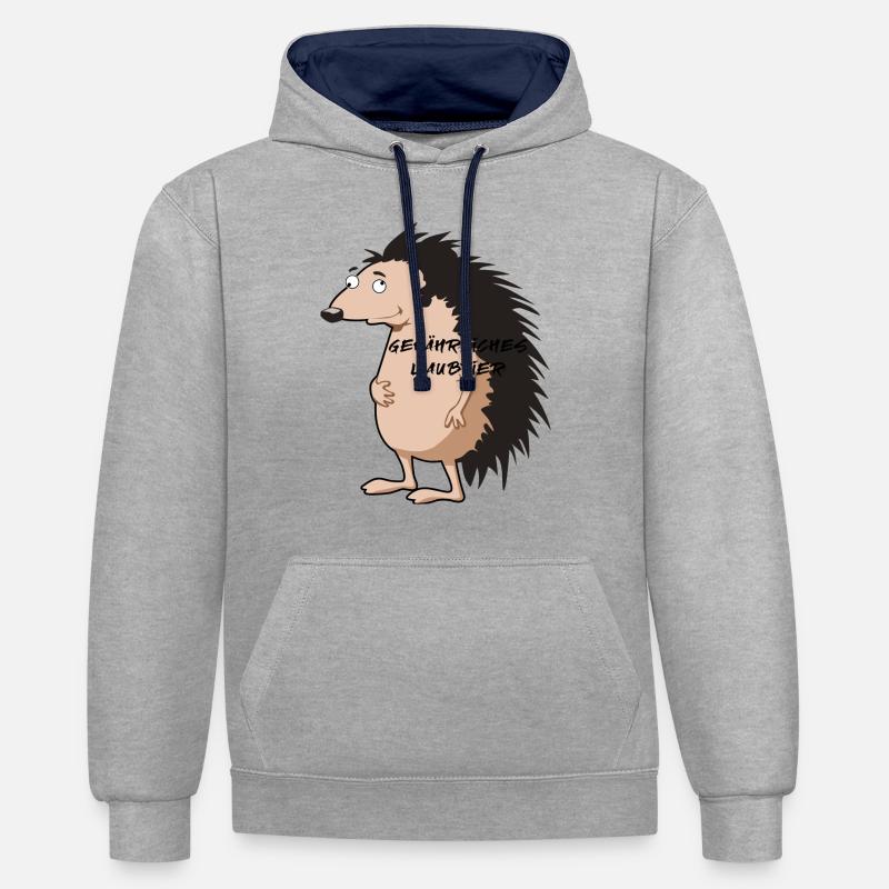 hérisson - Sweat à capuche contrasté - gris chiné/bleu marine