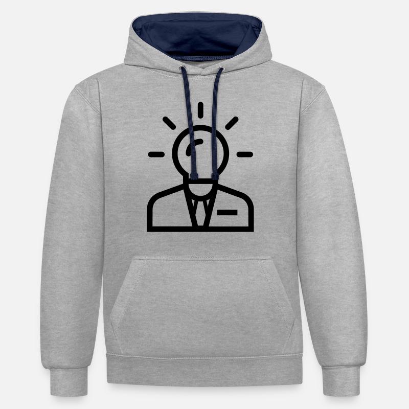 idée d'entreprise - Sweat à capuche contrasté - gris chiné/bleu marine