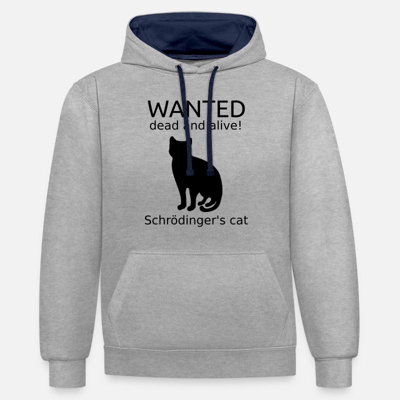 Chat de Schrödinger - Sweat à capuche contrasté - gris chiné/bleu marine