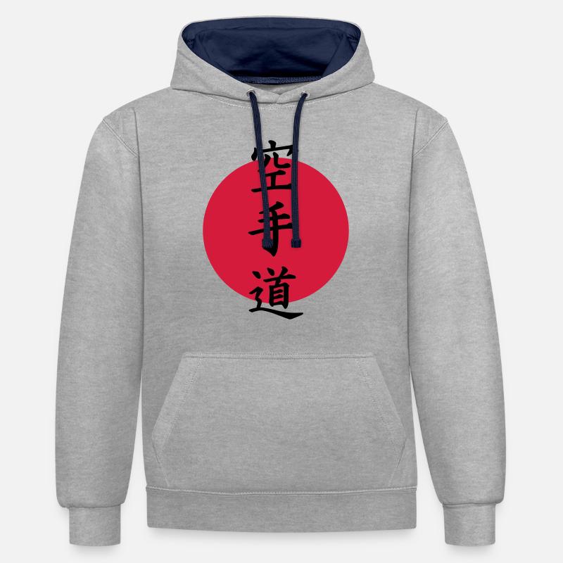 Karate - Sweat à capuche contrasté - gris chiné/bleu marine