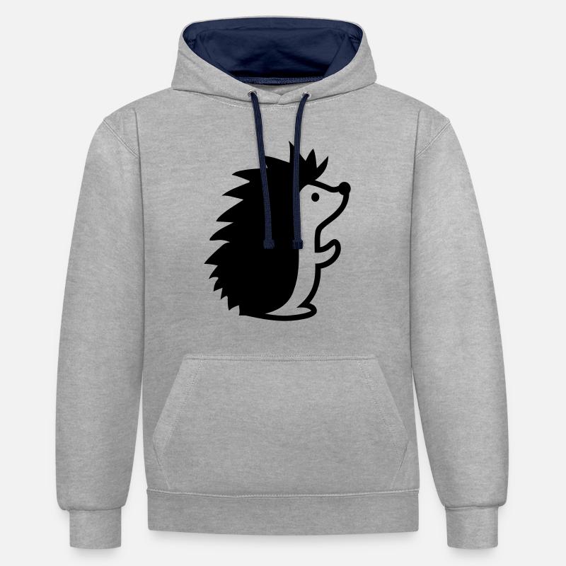 Hérisson - Sweat à capuche contrasté - gris chiné/bleu marine