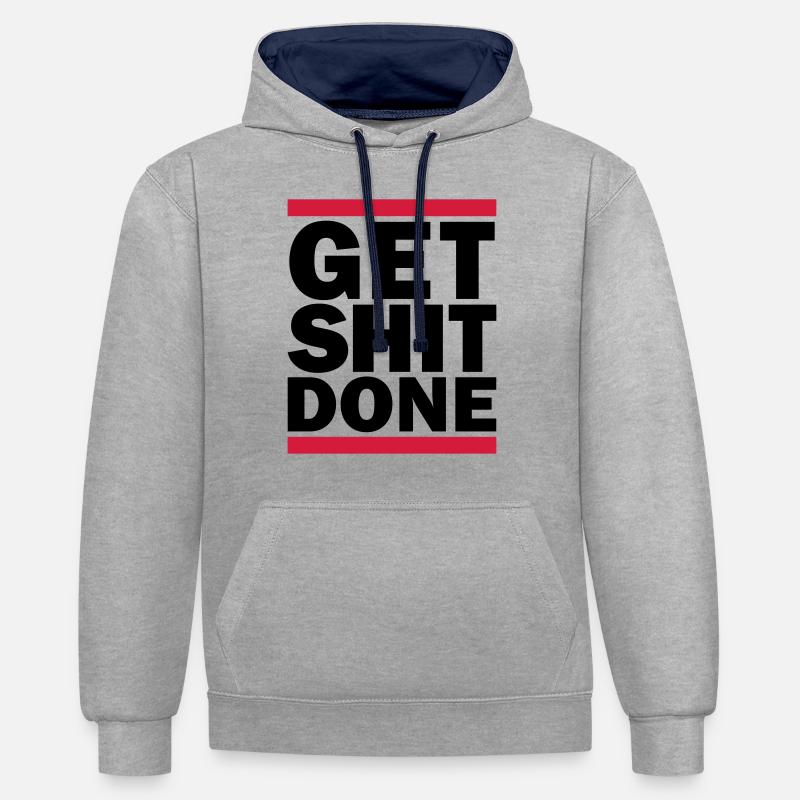 Get Shit Done - Sweat à capuche contrasté - gris chiné/bleu marine