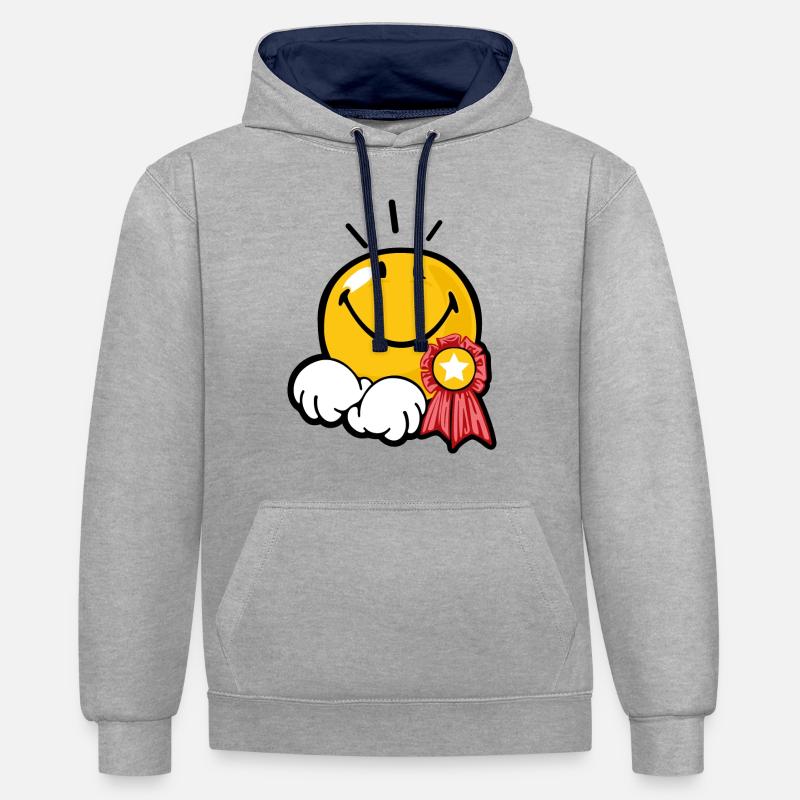 Smiley Award - Sweat à capuche contrasté - gris chiné/bleu marine