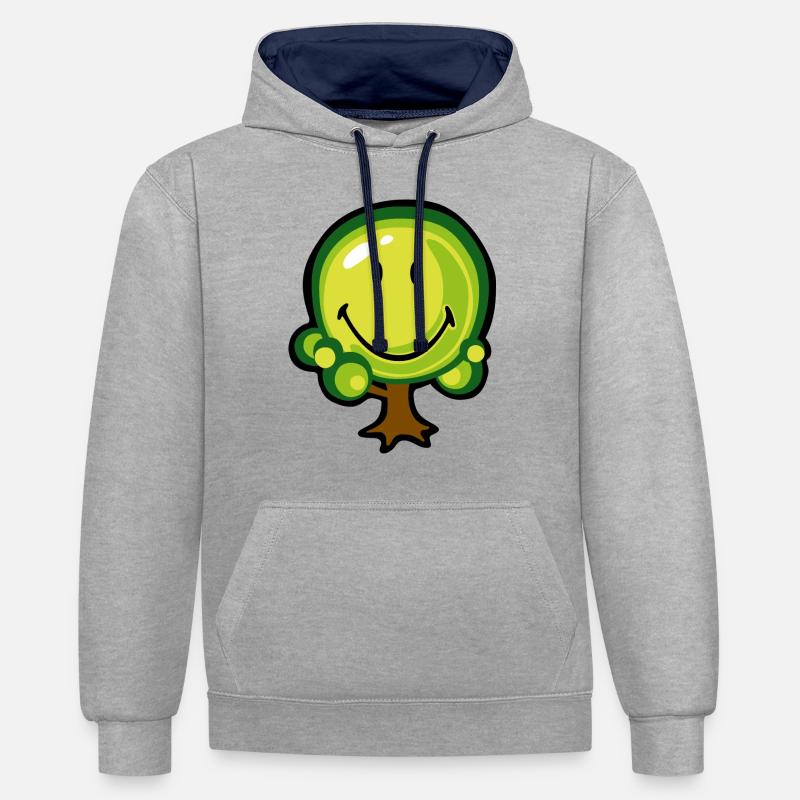 Smiley Oak Tree - Sweat à capuche contrasté - gris chiné/bleu marine