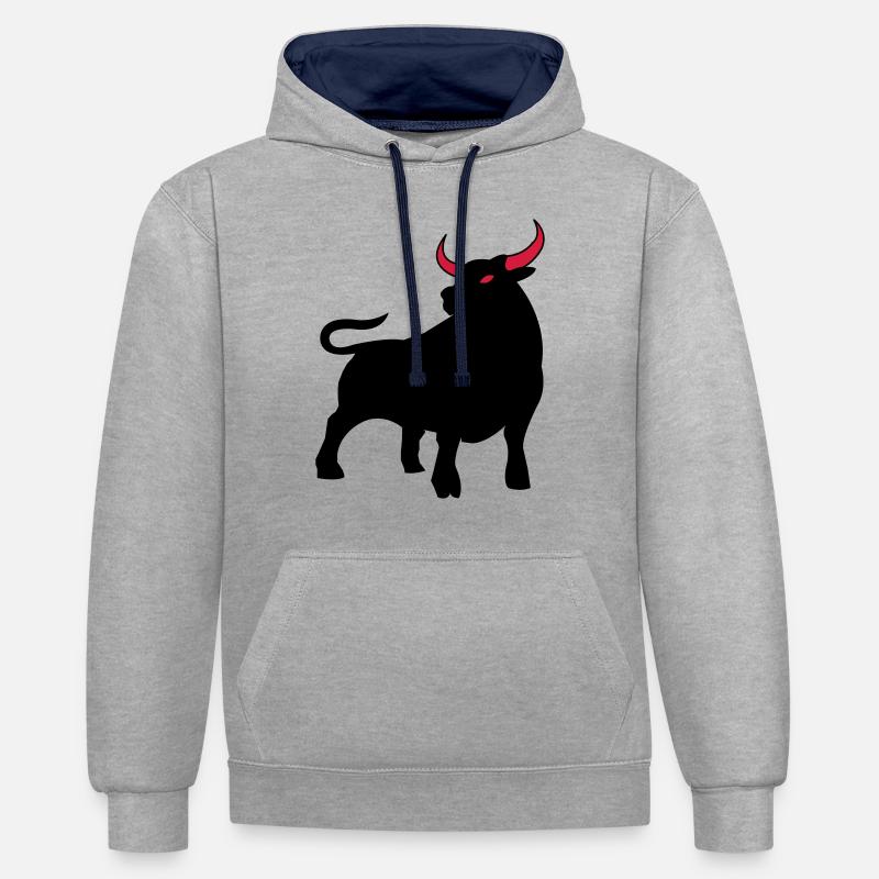 stier_02 - Kontrast-Hoodie - Grau meliert/Navy