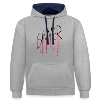 Sinner wound scratch - Contrast hoodie - heather grey/navy - Front - Liana (172cm) & Jaron (178cm)