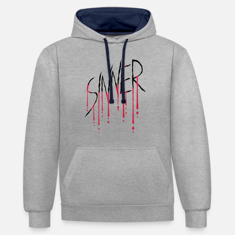 Sinner Wunde Kratzer - Kontrast-Hoodie - Grau meliert/Navy