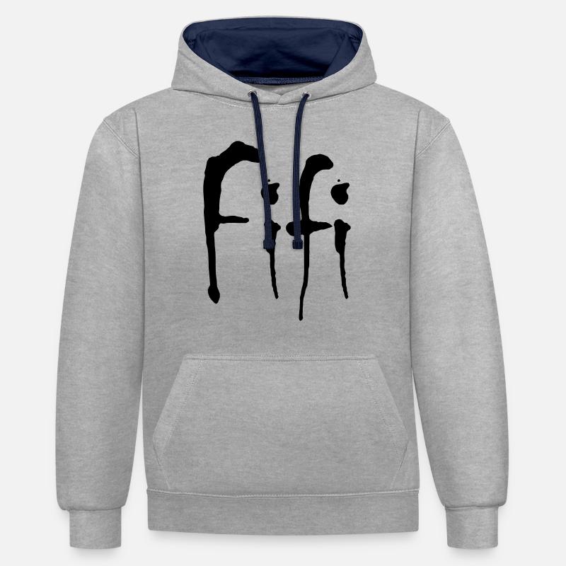 Fifi - Sweat à capuche contrasté - gris chiné/bleu marine